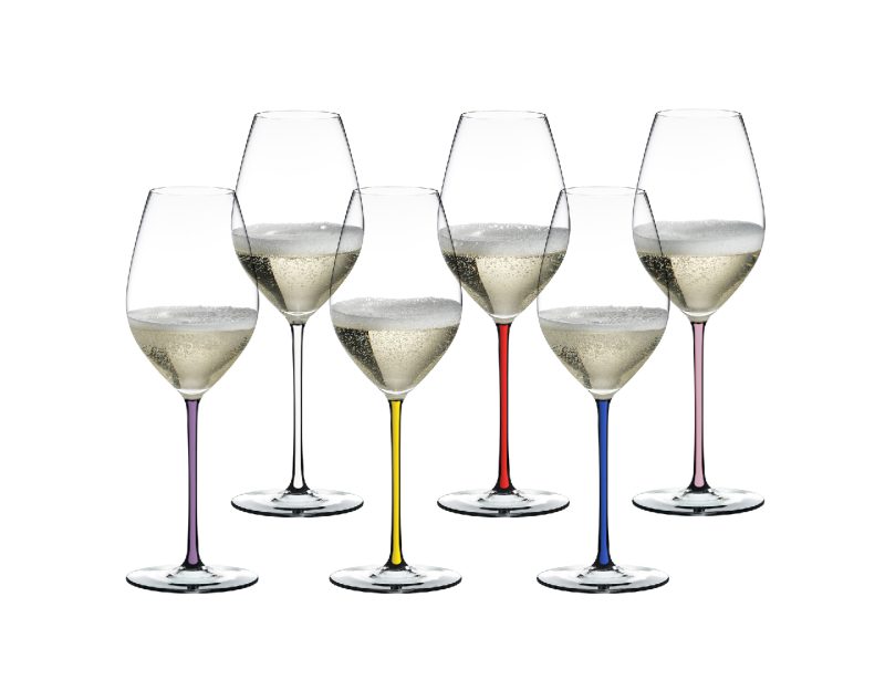 Riedel Fatto A Mano Gift Set Champagne Glass Set of 6 (Blue, Red, Yellow, Pink, White, Violet)