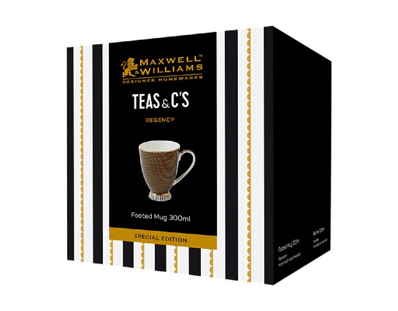 Maxwell & Williams Teas & C's Regency Footed Mug 300ML Black Gift Boxed