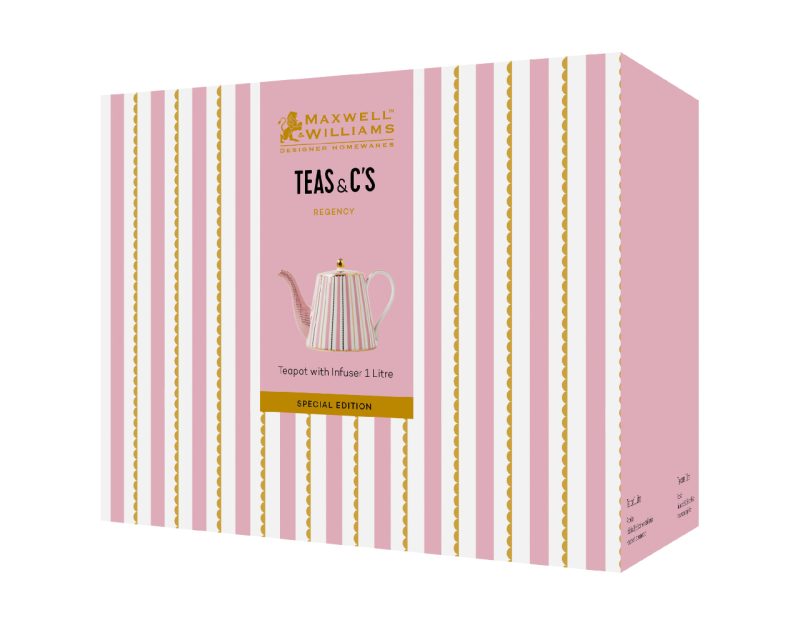 Maxwell & Williams Teas & C's Regency Teapot With Infuser 1 Lt Pink Gift Boxed