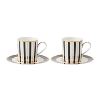 Maxwell & Williams Teas & C's Regency Demi Cup & Saucer 100ML Set of 2 Black Gift Boxed