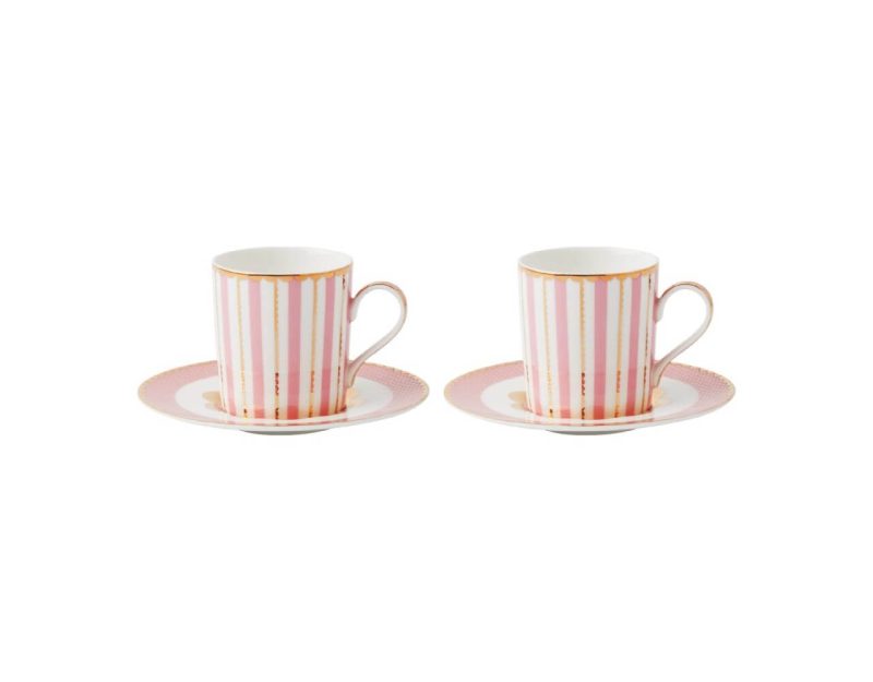 Maxwell & Williams Teas & C's Regency Demi Cup & Saucer 100ML Set of 2 Pink Gift Boxed