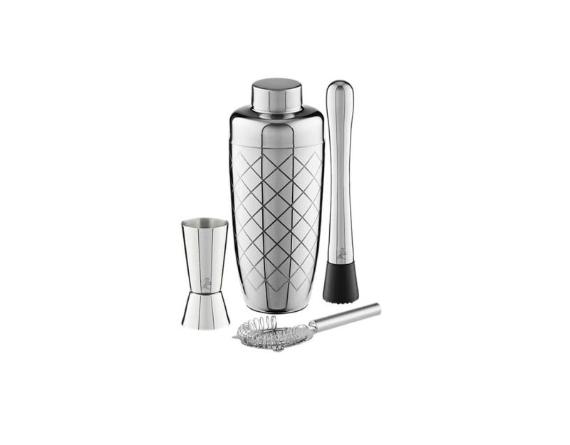 Maxwell & Williams Cocktail & Co Lexington Cocktail Set 4pc Silver Gift Boxed