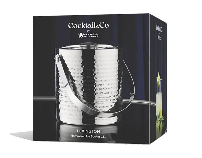 Maxwell & Williams Cocktail & Co Lexington Hammered Ice Bucket 1.5L Silver Gift Boxed