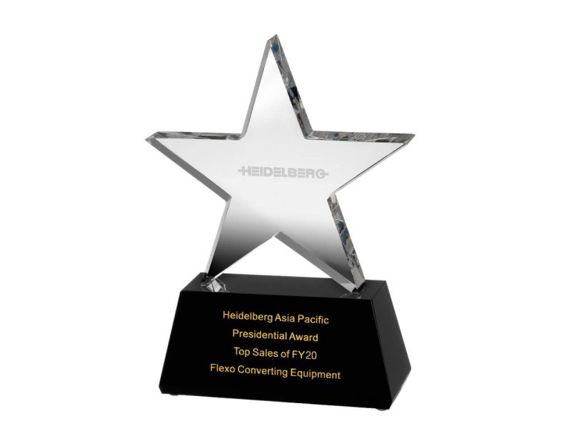 Swatkins Finely Crafted Optical Crystal Star Award on Black Base