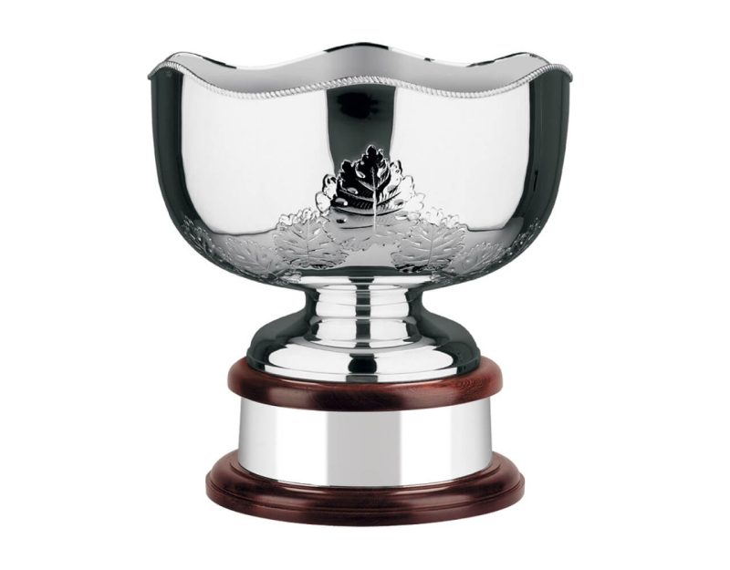 Swatkins Hand Chased with Wavy Edge Silver Plated Trophy Bowl