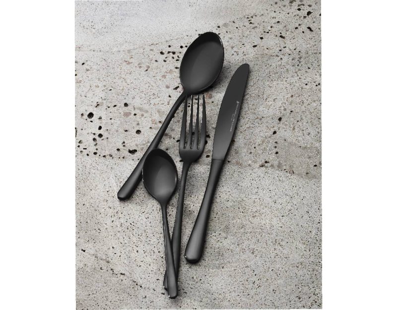 Maxwell & Williams Leveson Cutlery Set 24pc Shiny Black Gift Boxed