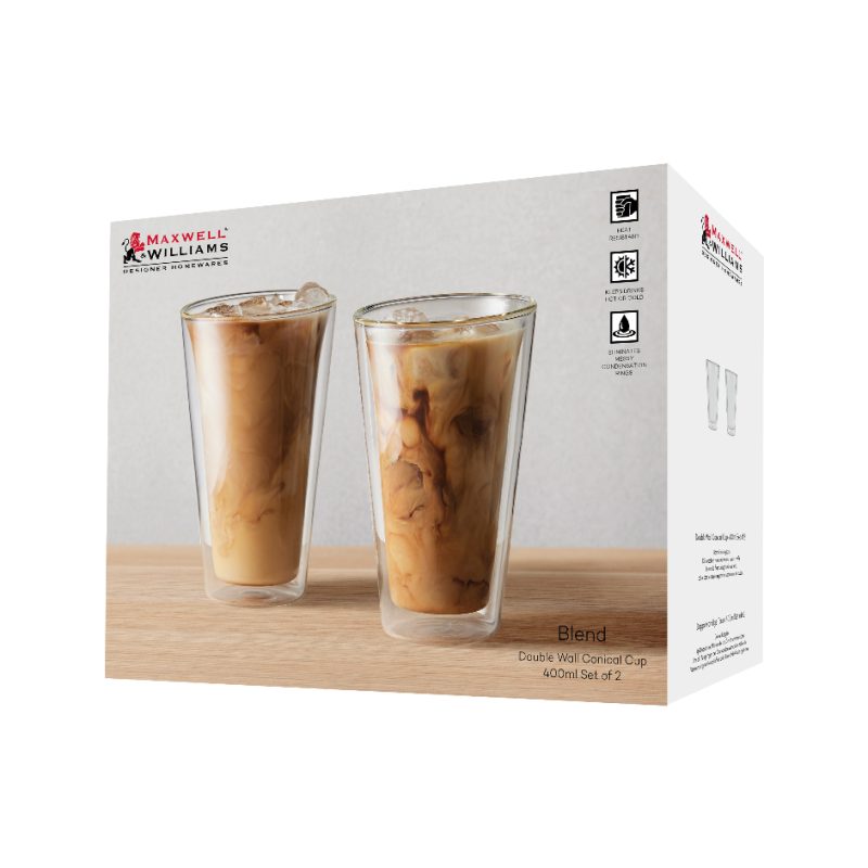 Maxwell & Williams Blend Double Wall Conical Cup 400ML Set of 2 Gift Boxed