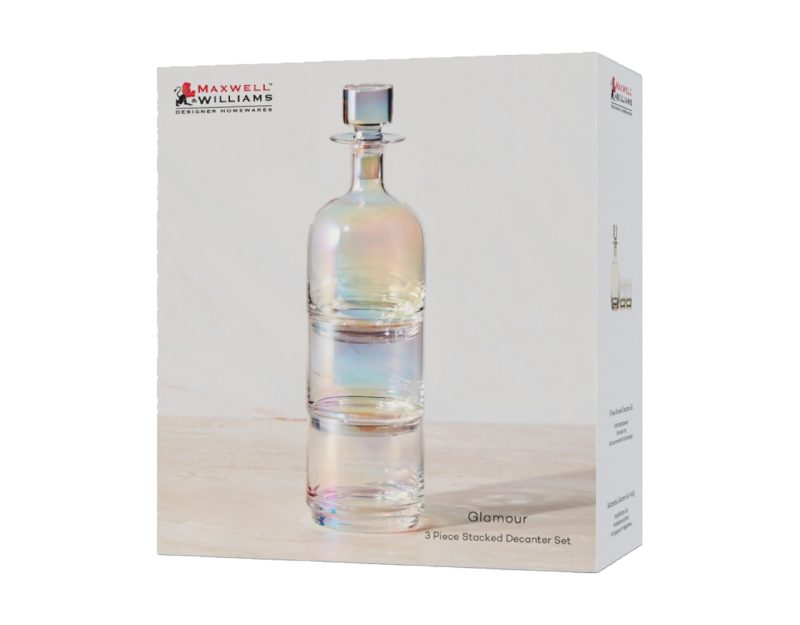 Maxwell & Williams Glamour Stacked Decanter Set 3pc Iridescent Gift Boxed