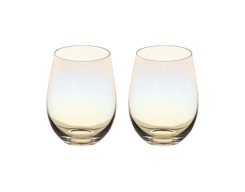 Maxwell & Williams Glamour Stemless Glass 560ML Set of 2 Iridescent Gift Boxed