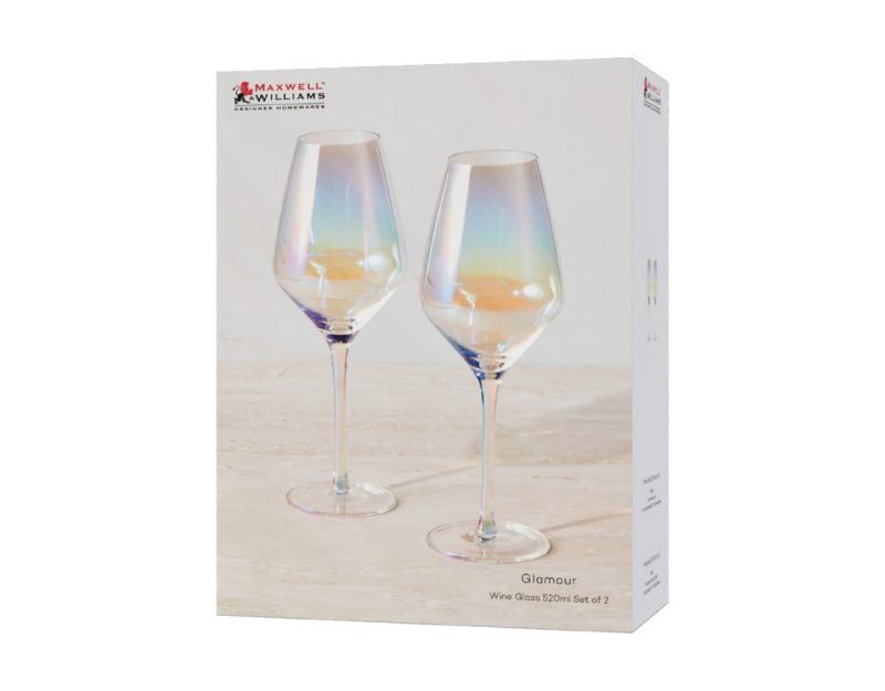 Maxwell & Williams Glamour Wine Glass 520ML Set of 2 Iridescent Gift Boxed