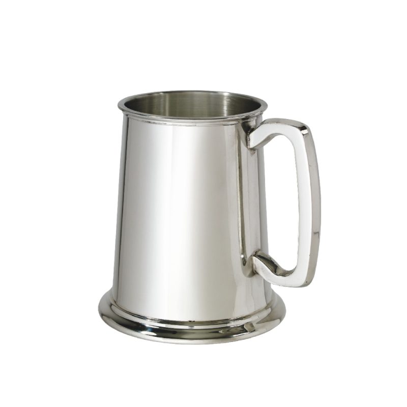 Wentworth Standard Plain Glass Base 1 Pint Pewter Tankard