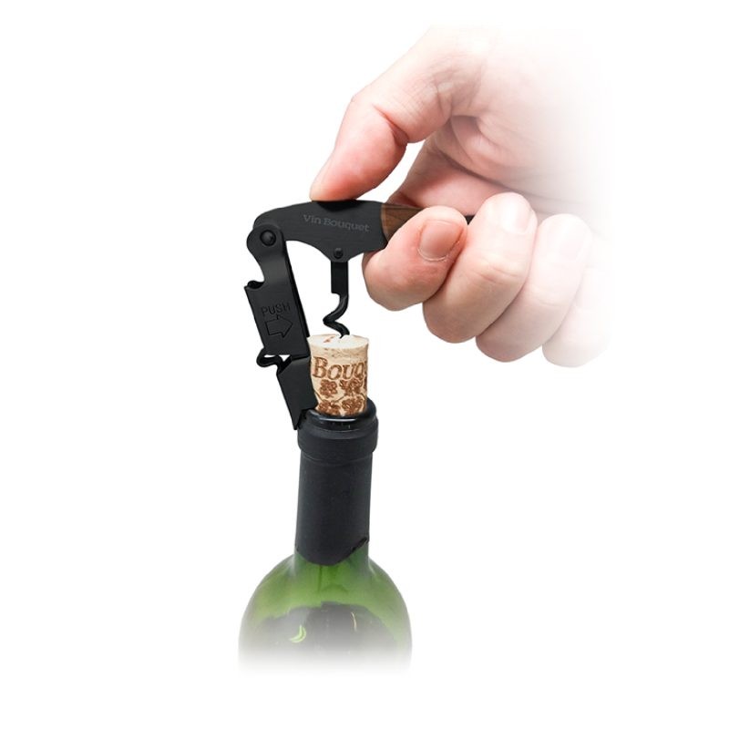 Vin Bouquet Waiters Corkscrew - 2 Lever Corkscrew Black + Walnut