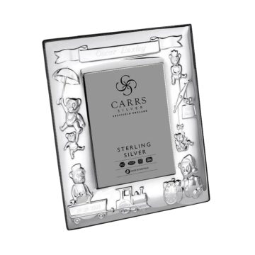 Carrs Silver - Child's Christening Photo Frame Sterling Silver Wood Back